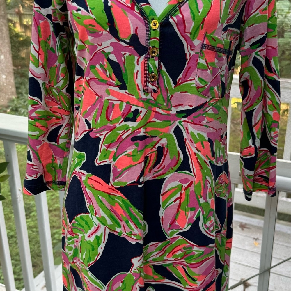 LILLY PULITZER PALMETTO IN THE VIAS PUMA PINK NAVY DRESS-SIZE MEDIUM - Picture 12 of 12